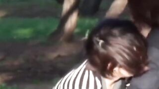 Japanese babe cant hold and pisses through her panties