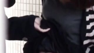 Japanese babe cant hold and pisses through her panties