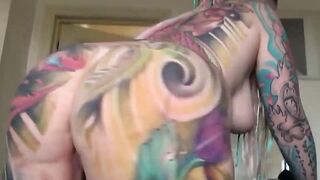 Tattooed slut Piggy Mouth deep throats like never before