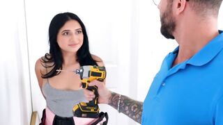 Sweet chick Ophelia Purr takes a ride on stepdaddys monster cock