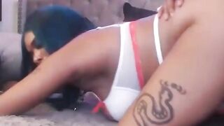 Ebony slut get load of cum on ass after hard BBC pounding