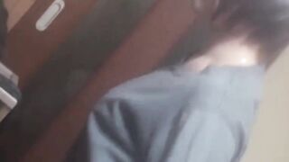Hairy pussy Japanese babe is filmed by a kinky voyeur