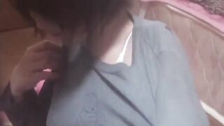 Hairy pussy Japanese babe is filmed by a kinky voyeur