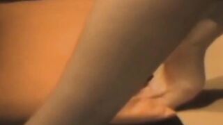 Thick Asian gives pussy rubbing show to a stalker voyeur