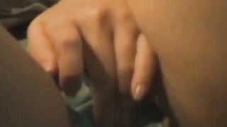 Thick Asian gives pussy rubbing show to a stalker voyeur