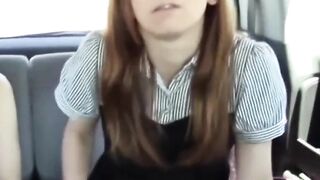 Naughty girls bag golden stream during taxi ride home