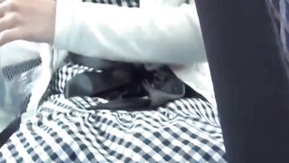 Naughty girls bag golden stream during taxi ride home