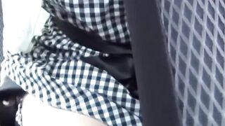 Naughty girls bag golden stream during taxi ride home