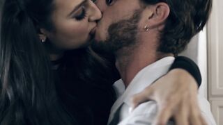 Big tits skinny Latina beauty silences a colleague by riding him
