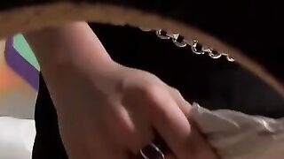 Babe sucks and masturbates