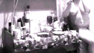 spy cam- naked stepmother puts on make up