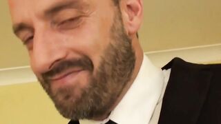 Brunette Mea Melone uses a vibrator while being anal fucked