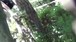 Voyeur films Asian women making puddles ina  public park
