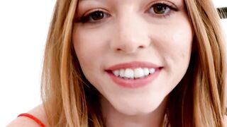 Petite stepsister swallows big dick and pounded tight pussy on big dick