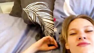 Cute teen with pigtails gets facial after hard pounding