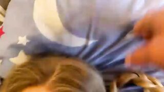 Cute teen with pigtails gets facial after hard pounding
