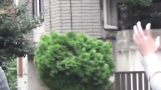 Naughty schoolgirls are peeing outside after school let out