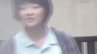 Naughty schoolgirls are peeing outside after school let out