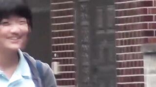 Naughty schoolgirls are peeing outside after school let out