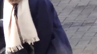 Japanese schoolgirl teens are teasing each other while peeing