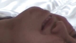 Big juicy tits Asian babe's missionary fuck after kinky BJ