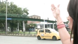 Latina bitch is fucked in open air