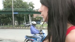 Latina bitch is fucked in open air