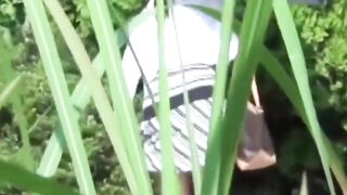 Scent following voyeur catches cuties marking wet trails