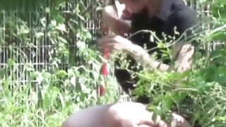 Japanese babe walks trail twice to secretly pee behind trees