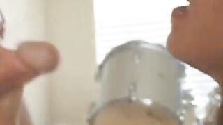 Naked teen works cock on cam