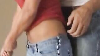 Naked teen works cock on cam