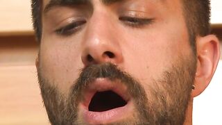 Hairy Adam Ramzi tied and milked until his cock gives up sticky juices