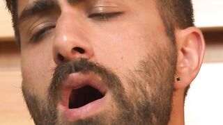 Hairy Adam Ramzi tied and milked until his cock gives up sticky juices
