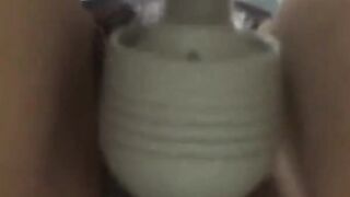 She strips and squeals as wand hits wet spot as voyeur films
