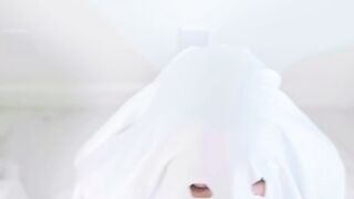 Lana Smalls and Molly Little costumed as ghosts to lure my cock into their mouths