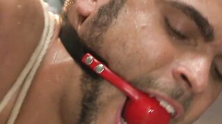 Gymrat Brock Avery inverted in the air then Trenton Ducati face fucks him