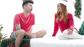 Horny teen stepsister has a slutty Christmas surprise for stepbro