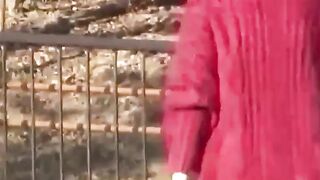 Asian girls unload their full bladders outdoors