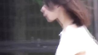 Asian girls unload their full bladders outdoors