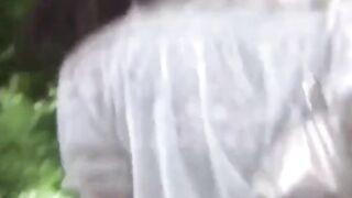 Asian girls unload their full bladders outdoors