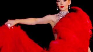 Stunning Asian babe exposed hot body before black teen exposed big booty