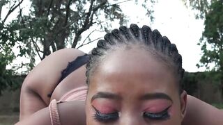 Hot African pounded huge ass on huge white dick after  giving a blowjob