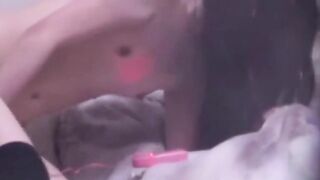 Petite Asian toys pussy to shaking orgasm on spycam couch