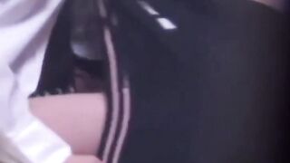 Petite Asian toys pussy to shaking orgasm on spycam couch