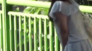 Cameraman enjoys filming chicks stream in secluded pathways