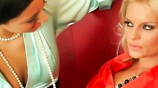 Babe on heels licks pussy