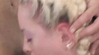 Busty amateur fucked by two men