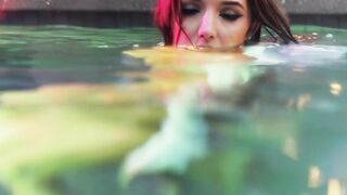 Bombastic big tits nude teen Alyssa Arce reveals her pussy under the water