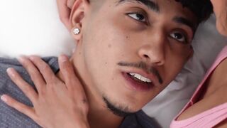 Petite teen stepsister riding big hard dick after hot Asian gave a blowjob