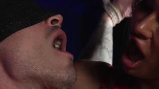 Kinky TS Victoria Grant tied up Derek Kage with his legs spread open